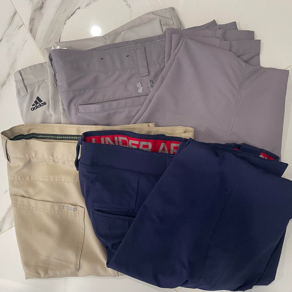Four Pair Men's Golf Pants, Various Sizes.